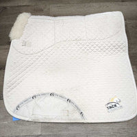 Shimmable Dressage Saddle Pad, Sheepskin Lined Top *gc, clean, puckered, dingy, rubs, pills, stains, cut tabs, older
