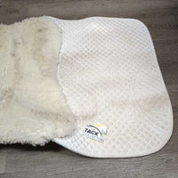 Shimmable Dressage Saddle Pad, Sheepskin Lined Top *gc, clean, puckered, dingy, rubs, pills, stains, cut tabs, older
