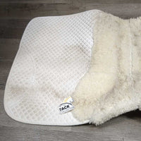 Shimmable Dressage Saddle Pad, Sheepskin Lined Top *gc, clean, puckered, dingy, rubs, pills, stains, cut tabs, older
