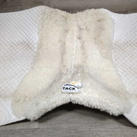 Shimmable Dressage Saddle Pad, Sheepskin Lined Top *gc, clean, puckered, dingy, rubs, pills, stains, cut tabs, older
