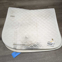 v.Thick Quilt Dressage Saddle Pad *gc, clean, stains, rubs, puckers, dingy, cut tabs, older, pills
