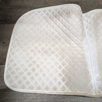 v.Thick Quilt Dressage Saddle Pad *gc, clean, stains, rubs, puckers, dingy, cut tabs, older, pills
