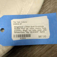 v.Thick Quilt Dressage Saddle Pad *gc, clean, stains, rubs, puckers, dingy, cut tabs, older, pills
