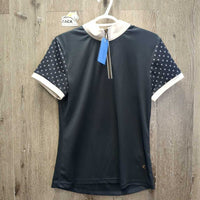 SS Show Shirt, 1/3 Zip Up *vgc/xc, mnr collar rubs & threads
