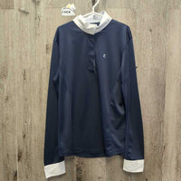 LS Show Sun Shirt, 1/2 Snap Up, Snap Collar, Mesh Sleeves *gc, puckered collar & cuffs, mnr cuff stains, puckedrs
