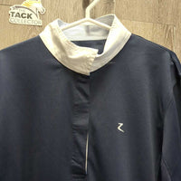 LS Show Sun Shirt, 1/2 Snap Up, Snap Collar, Mesh Sleeves *gc, puckered collar & cuffs, mnr cuff stains, puckedrs
