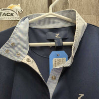 LS Show Sun Shirt, 1/2 Snap Up, Snap Collar, Mesh Sleeves *gc, puckered collar & cuffs, mnr cuff stains, puckedrs
