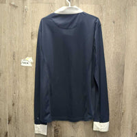 LS Show Sun Shirt, 1/2 Snap Up, Snap Collar, Mesh Sleeves *gc, puckered collar & cuffs, mnr cuff stains, puckedrs
