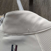 LS Show Shirt, 1/2 Snap Up, Snap Collar, Mesh Sleeves *vgc, older?, mnr seam puckers & unstitched seam - loose seam

