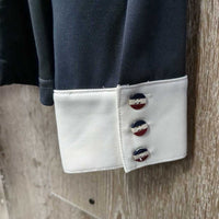 LS Show Shirt, 1/2 Snap Up, Snap Collar, Mesh Sleeves *vgc, older?, mnr seam puckers & unstitched seam - loose seam
