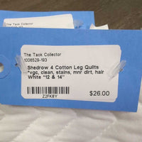 4 Cotton Leg Quilts *vgc, clean, stains, mnr dirt, hair

