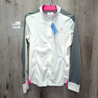 LS Show Shirt, Zipper, Buttons, Magnetic Collar *gc, pits, older, mnr snags & stitching pulls
