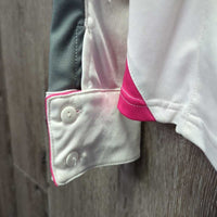 LS Show Shirt, Zipper, Buttons, Magnetic Collar *gc, pits, older, mnr snags & stitching pulls
