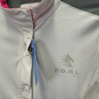 LS Show Shirt, Zipper, Buttons, Magnetic Collar *gc, pits, older, mnr snags & stitching pulls
