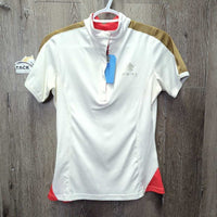 SS Show Shirt, 1/2 Zip Up, Magnetic Collar *gc, pits, older, mnr snags & stitching pulls

