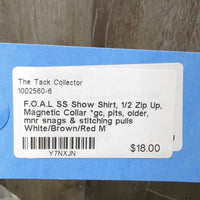 SS Show Shirt, 1/2 Zip Up, Magnetic Collar *gc, pits, older, mnr snags & stitching pulls
