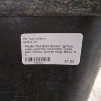 Plastic Flat Back Bucket *gc/fair, clean, scuffed, scratched, faded, rust, chews, opened hinge
