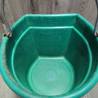 Plastic Flat Back Bucket *gc/fair, clean, bent, cracks, scuffed, scratched, faded, rust, chews, older?
