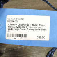 Soft Nylon Rope Halter, nylon lead rope, capped ends, tags *new, 0 snap
