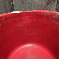 Round Plastic Feeder, 3 steel eyelets *gc/fair, clean, chewed, faded, scratches, scuffs, older?

