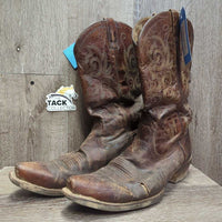 Pr Narrow Toe Western Boots *v.fair, cracked, sliced, scratched, dry, dirt, creased, rubbed, stained
