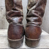 Pr Narrow Toe Western Boots *v.fair, cracked, sliced, scratched, dry, dirt, creased, rubbed, stained
