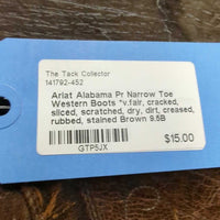 Pr Narrow Toe Western Boots *v.fair, cracked, sliced, scratched, dry, dirt, creased, rubbed, stained
