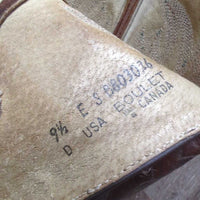 MENS Pr Round Toe 15" Tall Western Boots *fair, residue, cracks, worn down soles, cuts, rubbed, stained, dry
