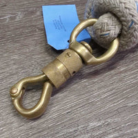 Horsemanship Lead Rope, swivel snap, leather tassel *gc/fair, older, clean, dingy, stains, snags, threadss, pills rubs, frays, dingy, snags, stains
