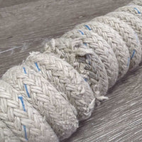 Horsemanship Lead Rope, swivel snap, leather tassel *gc/fair, older, clean, dingy, stains, snags, threadss, pills rubs, frays, dingy, snags, stains
