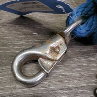 Short Nylon Lead Rope, bull snap *fair, stiff, stained, faded, rust, oxidized
