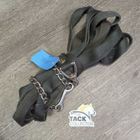 Flat Nylon Lunge Line, 32" nose chain, loop end *gc/fair, clean, repair, faded, rubs, stained, threads, rust
