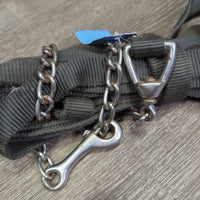Flat Nylon Lunge Line, 32" nose chain, loop end *gc/fair, clean, repair, faded, rubs, stained, threads, rust
