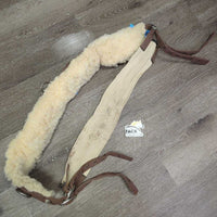 10 Ring - Nylon Web & Fleece Lined Lungeing Surcingle, Nylon Web Girth *gc, older, clean, mnr stretched stitching & attachments, rust & stretched holes, No Girth D Ring, folded/creased girth
