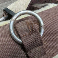10 Ring - Nylon Web & Fleece Lined Lungeing Surcingle, Nylon Web Girth *gc, older, clean, mnr stretched stitching & attachments, rust & stretched holes, No Girth D Ring, folded/creased girth
