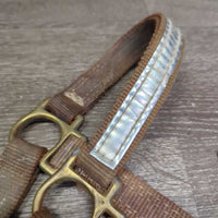 Thick Nylon Halter, Double Buckles *gc, dirty, stains, scrapes, edge & stitching rubs & frays, torn hole
