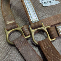 Thick Nylon Halter, Double Buckles *gc, dirty, stains, scrapes, edge & stitching rubs & frays, torn hole
