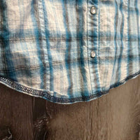 JUNIORS LS Western Shirt, Snap *gc, crinkled, curled edges, puckers, creased
