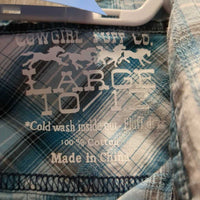 JUNIORS LS Western Shirt, Snap *gc, crinkled, curled edges, puckers, creased
