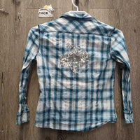 JUNIORS LS Western Shirt, Snap *gc, crinkled, curled edges, puckers, creased
