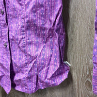 JUNIORS LS Western Shirt, Bling Snaps *gc, crinkled, puckers, shrunk?, thread
