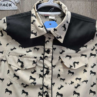 JUNIORS LS Western Shirt, Bling Buttons *gc, MISSING & Loose Buttons, puckers
