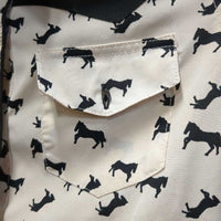JUNIORS LS Western Shirt, Bling Buttons *gc, MISSING & Loose Buttons, puckers

