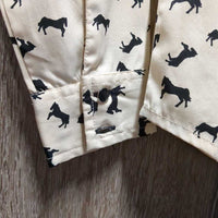 JUNIORS LS Western Shirt, Bling Buttons *gc, MISSING & Loose Buttons, puckers
