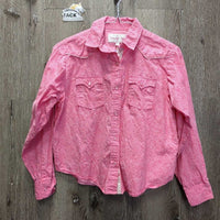 JUNIORS LS Western Shirt, Bling Snaps *vgc/gc, curled edges, rubs, pills, seam puckers, shrunk?, puckered
