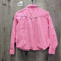 JUNIORS LS Western Shirt, Bling Snaps *vgc/gc, curled edges, rubs, pills, seam puckers, shrunk?, puckered
