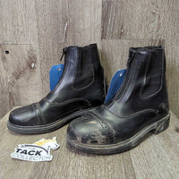 JUNIORS Paddock Boots, zips, Punched toes *gc, mnr dirt, scuffs, scrapes
