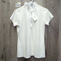 SS Jersey Show Shirt, 1/3 Zip Up, button collar *gc, dingy, seam puckers, rubs, pills, dingy
