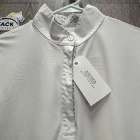 SS Jersey Show Shirt, 1/3 Zip Up, button collar *gc, dingy, seam puckers, rubs, pills, dingy
