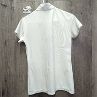 SS Jersey Show Shirt, 1/3 Zip Up, button collar *gc, dingy, seam puckers, rubs, pills, dingy
